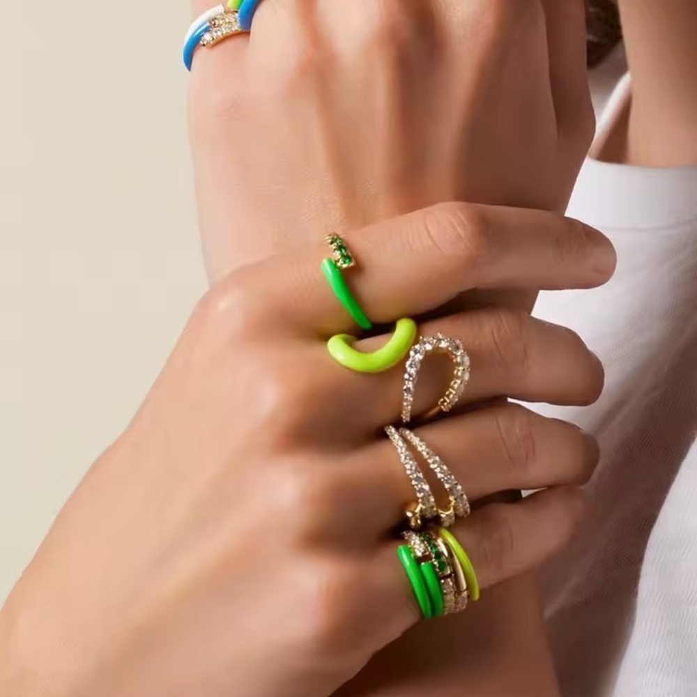 Colorful Statement Rings Set - Picture 2 of 4